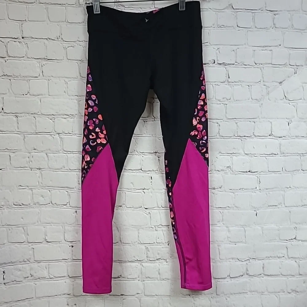 Old Navy Active Girls L 10/12 Pink Dot Legging Quick Dry Workout Yoga Pants
